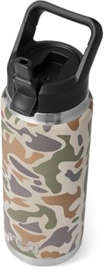 YETI Rambler Straw Bottle, Stainless Steel Vacuum Insulated Bottle with Straw Cap, Tan/Camo, 26 oz (769 ml)