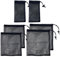 Yicoovey 6er-Set Nylon Mesh-Taschen mit Kordelzug - Atmungsaktive Aufbewahrungstaschen für Sportzubehör/Reisen/Kosmetik, Multifunktionale Organizer für Spielzeug/Kleidung (Robustes Schwarz, 6 Stück)