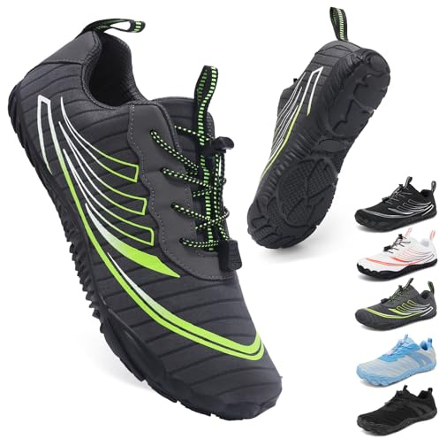ZDQ Barefoot Shoes Chaussures Pieds Nus Minimalistes Homme Femme Respirantes Légères Semelle à Chute Zéro Antidérapant Confort Sneakers Trail Marche Sport Fitness Randonnée Gris 45