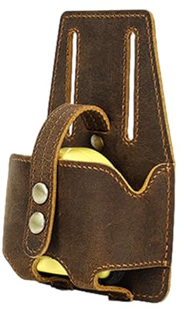 Porte-mètre ruban adhésif – Sac holster à ruban à mesurer en cuir, fixation de ceinture | Mallette de transport à outils, fourreau de chambre haute performance, accessoire portable à clipser