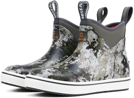 HISEA Kids Easy-On Rain Boots for Boys and Girls, Warm Waterproof Insulated Deck Boots Non-Slip Rubber Ankle Boots