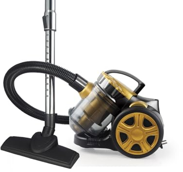 Elta Zyklon Bodenstaubsauger Gold Edition – 800W Beutellos mit 2L Staubbehälter – Zyklon-Technologie, Leise, Waschbarer Filter, 360° Schlauch, Automatische Kabelaufwicklung