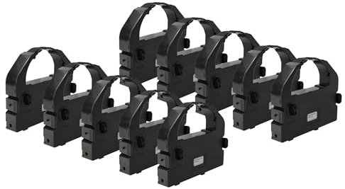 vhbw 10x Farbband Schriftband kompatibel mit Epson LQ 680, LQ 680 Pro, LQ 860, LQ 860 Plus, VP 3000 Nadeldrucker, Bondrucker - Schwarz