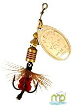 Mepps Aglia Spinner mit Löffel zum Angeln, Silberfarben, Motiv: Rote Mücke, N°0