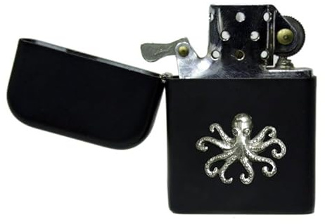 Roman Octopus matt schwarz Stormproof Benzin Feuerzeug