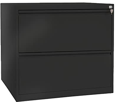 Schrank & Stuhl Hängeregisterschrank Hängemappenschrank doppelbahnig für DIN A4 (Schwarz (9005), 2 Schübe)