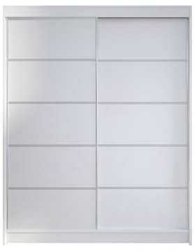 Mirjan24 Kleiderschrank Metropolis IV, Schwebetürenschrank mit Kleiderstange und Einlegeboden Garderobe Diele & Flur Schrank Schlafzimmerschrank (Weiß, ohne Beleuchtung)