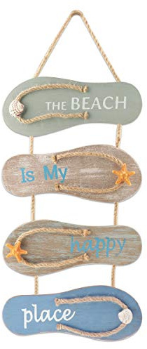 YiYa Nautischer Strand Flip Flop Dekoration Flip Flop Wanddekoration Hängende Hausschuhe aus Holz, Dekoration, Wanddekoration, Tür, Ornament, Strandthema, Hausdekoration, Grau, Blau