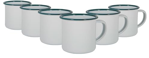 Argon Tableware Weiße Emaille -Espresso -Tassen - 130ml - Grün - Pack Von 6