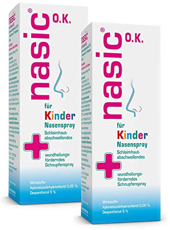 nasic für Kinder O.K. Nasenspray mit dem Wirkplus | Abschwellendes Schnupfenspray ohne Konservierungsstoffe für Kinder ab 2 Jahren | Mit Xylometazolin & Dexpanthenol | Sparset mit 2 x 10 ml