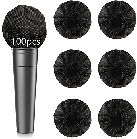 100PCS Microphone Cover Disposable Non-Woven Microphone Windscreen Protective Cap Karaoke Mic Cover for KTV Home Karaoke Bar News Interview