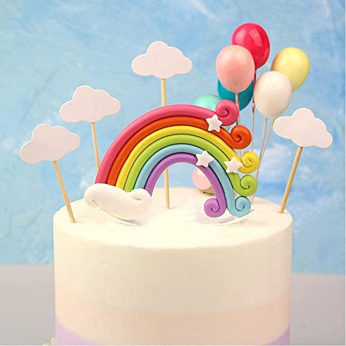 DERAYEE 12 Stück Regenbogen Tortendeko,Geburtstag Cake Topper Kuchen Dekoration für Kinder