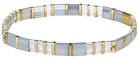 KELITCH Argent Miyuki Perles Stretch Bracelets Charme Mode Tila Strand Bracelets Femmes Stackable Bangle For Femmes Bijoux