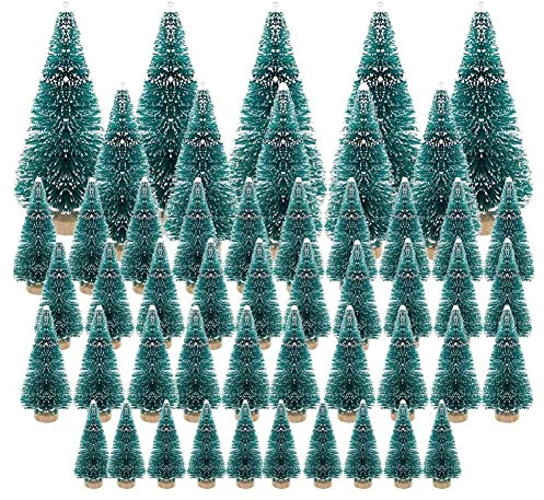 KVSERT Lot de 50 petits sapins de Noël artificiels miniatures en de neige givrée