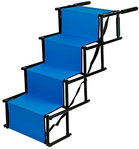 Hundetreppe für Große und Kleine Hunde, Hochwertiger Hunderampe Auto, Hunderampe Auto Klappbar für Autos, Sofas oder Betten, rutschfest, Bis 80 kg Belastbar (Blau)