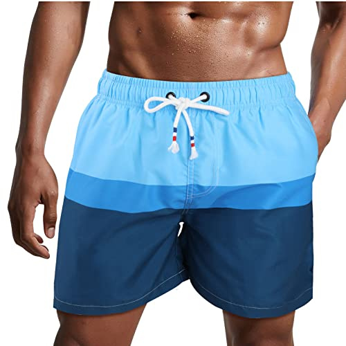 Danfiki Badshorts för herrar, badbyxor, snabbtorkande strandshorts, surfshorts med nätfoder