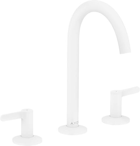 hansgrohe AXOR One 3-Loch Waschtischarmatur 170 mit Push-Open Ablaufgarnitur, Ausladung 140 mm, 48050700, Farbe: Mattweiß