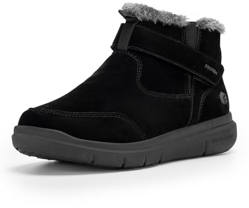 FitVille Botas Hombre Botas de Nieve Botas Anchas Invierno Caliente Botines Antideslizantes Ligeros Negro 46.5 EU X-Ancho