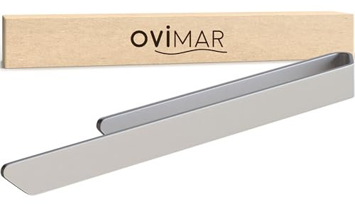 ovimar Handtuchhalter Stevns Silber aus gebürstetem Aluminium | zum Kleben | 40cm | modernes Schlichtes Design | Handtuchstange ohne Bohren | für Geschirrtuch oder Handtuch im Badezimmer oder Küche