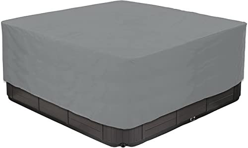 IBOWZ Couverture de Bain à Remous Carrée Couverture de Spa carrée extérieure en Polyester 210D imperméable, Protection UV pour Spa de Jardin, Gris, 231 x 231 x 90 cm