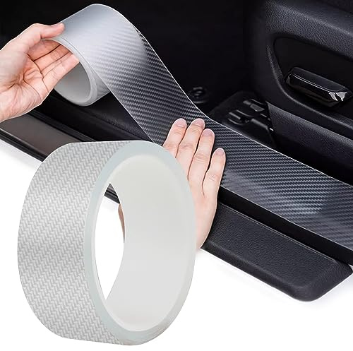 Auto Einstiegsleisten Aufkleber, Universal Selbstklebend Auto Schutzfolie, Kohlefaser Autofolie Lackschutzfolie für Autotürschutz/Einstiegsleistenschutz/Stoßstangenschutz (Transparent 3 cm x 10 m)