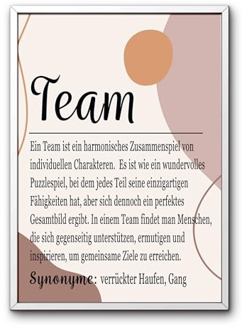 PURESIZE Kollegin Geschenk,Team A4 Boho Bild mit Rahmen (weiß), Kollegin Abschiedsgeschenk, verabschieden, Neues Teammitglied, Azubi, Auszubildende