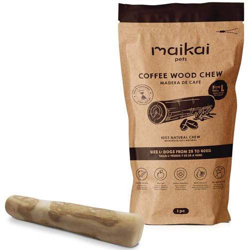 MAIKAI Kaffeholz für Hunde L – Natürliches Hundespielzeug – Alternative zu Kauknochen – Ideal für Große Rassen 25-45 kg – Kauspielzeug zur Zahngesundheit – Lindert Ängste und Beseitigt Zahnstein