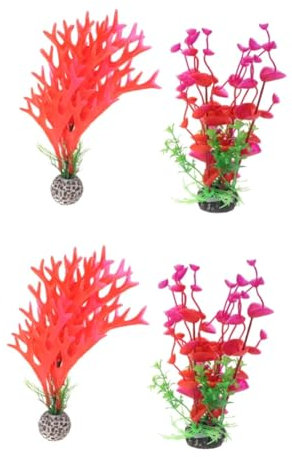 FRCOLOR 4pcs Aquarium Plants Fish Tank Ornament Fake Grass for Tropical Fish Tanks