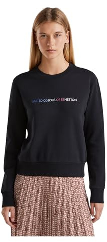 United Colors of Benetton Kapuzenpullover für Damen, Schwarz, L