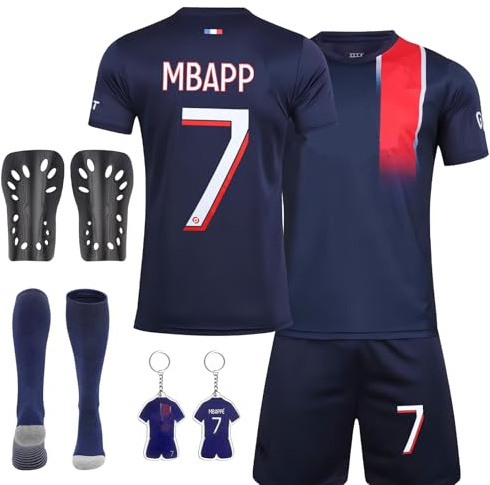 Sidesea Kids Football Training Shirts with Shorts, Socks Guard Plate and Keychain for Kids 2023/24 Home and Away Football Jerseys Kits Gifts for Boys Girls