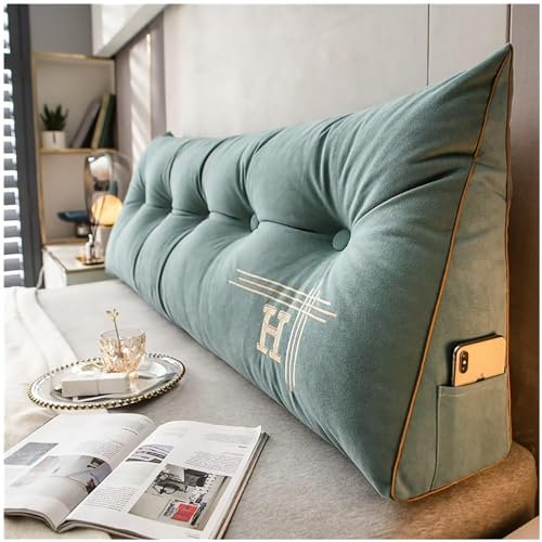 ZTGL Rückenkissen, Lesekissen für Bett und Sofa, groß Keilkissen, Rückenpolster für die Wand, Sitzkissen, Wandkissen, mit waschbarem Bezug - Ideal zum Anlehnen im Bett,Light Green,80 * 50 * 20cm