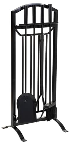 Ensemble d'ustensiles de cheminée métal Noir, 5 pièces, 31x27x75,8 cm
