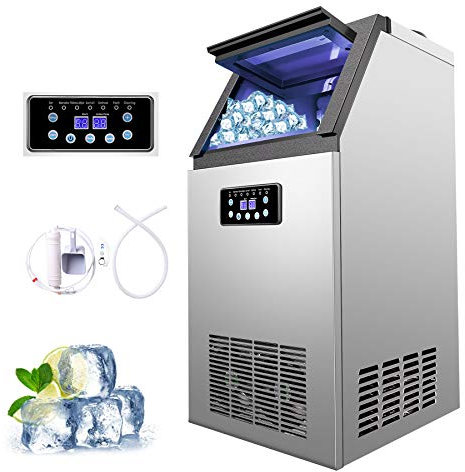 Wilprep 300W Maquina de Hacer Hielo Industrial, 32kg/24 h, Máquina para Hacer Cubitos de Hielo de Acero Inoxidable, Panel de Control LCD Inteligente, para Cafeterías, Bares, Hoteles
