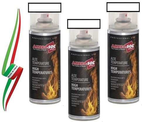 Generico SET 3 PEZZI BOMBOLETTA VERNICE SPRAY ALTA TEMPERATURA TRASPARENTE 400ml MADE IN ITALY