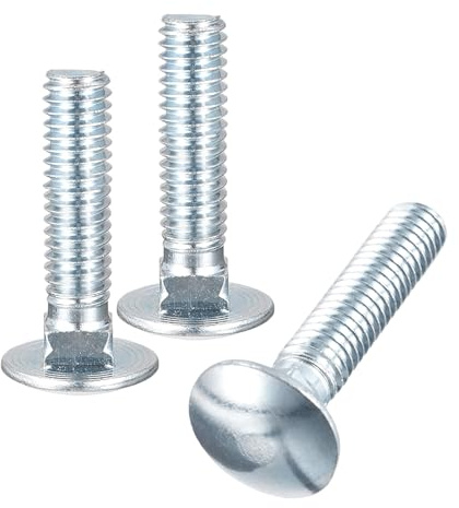 QUARKZMAN 5/16-18x1 Perno de Carruaje 6 Piezas Tornillos de Cabeza Redonda con Cuello Cuadrado Acero Al Carbono con Recubrimiento de Zinc Totalmente Roscados Plateado