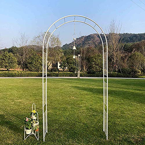 Iron Garden Arch Flower Stand for Climbing Plants White Outdoor Rose Vine Support Frame 116x39x224cm