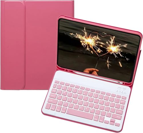 Funda con teclado para iPad Mini 5/4/3/2/1 (7.9 pulgadas, modelo 2019/2015/2014/2013/2012) con teclado retroiluminado desmontable, funda tipo libro con soporte para lápices con función de apagado y