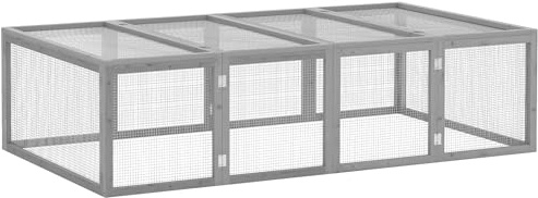 Pawhut Rabbit Run Wooden Rabbit Hutch Cage 6ft with Wire Mesh, Openable Roof, Play Space for Outdoor, 181 x 100 x 48 cm, Grey