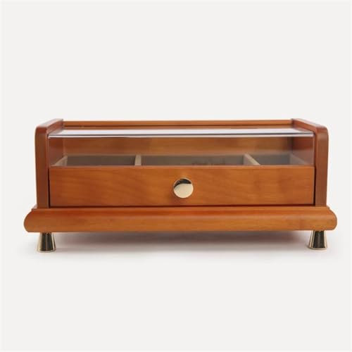 PDURMBUAB Schmuckaufbewahrung Holz Schmuck Box Lagerung Ring Halskette Schmuck Boxen Armband Ohrringe Transparent Oberlicht Display Stand Schmuckbox Schmuckkästchen Klein(B)