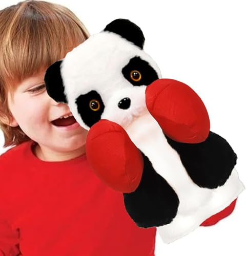 Duroecsain Giocattolo di pupazzo a Mano di Boxe, pupazzi a Mano per | Panda Boxe Peluche Cartone animato | Giocattolo di Peluche colorato per Giocattoli Animali Portatili per la Casa