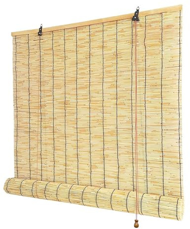 Outdoor Bamboo Blinds 80 90 100 120 140 160 180cm Wide Bamboo Roller Blinds for Windows Pergola Gazebo Kitchen Reed Curtain with Lift Bamboo Roll up Shade Sun Protection Roman Blinds Privacy