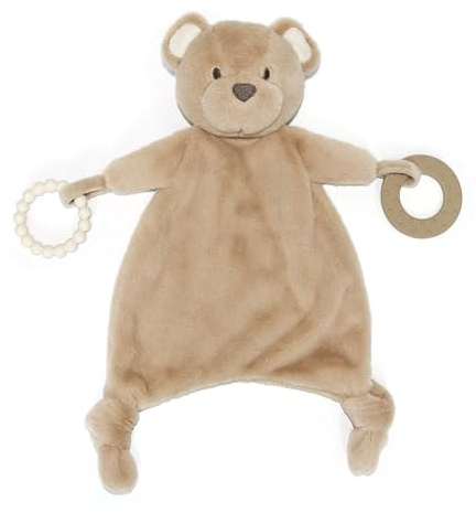 Loveys for Babies, Lovey Including Teether, Soft Stuffed Animals Security Blanket, Baby Snuggle Toy, for Newborn Boys and Girls(Bear)
