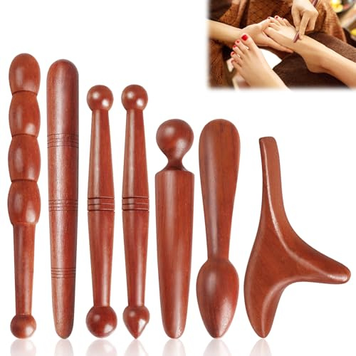 7 Pièces Bâton En Bois Réflexologie, Baton De Massage, Ensembles D'outils De Massage, Bâtons De Massage En Bois Pour Massage Professionnel Des Jambes,Des Épaules,Du Dos Et L'acupuncture