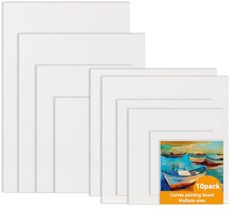 Bellanova 10er Set 3mm Leinwand zum Bemalen, 30 * 20-10 * 10cm, Weiße Malplatten in Verschiedenen Größen, 100% Baumwolle, Dreifach Beschichtet für Öl, Acryl, Gouache und Aquarell (Weiß)