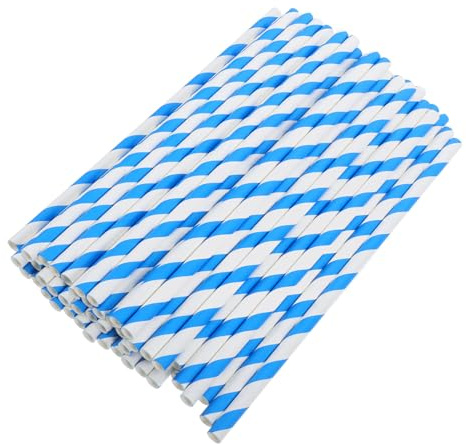 ABOOFAN 50pcs Cotton Candy Sticks Paper Holder 10x300mm Blue White Striped Cotton Candy Accessories for Commercial Automatic Machine Supplies