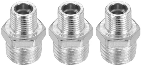 PATIKIL 1/8 to 1/4 Air Brush Hose Adapter, 3PCS 1/8 BSP Male to 1/4 BSP Male Fitting Conversion Adapter Nipple Metal Connector for Air Compressors