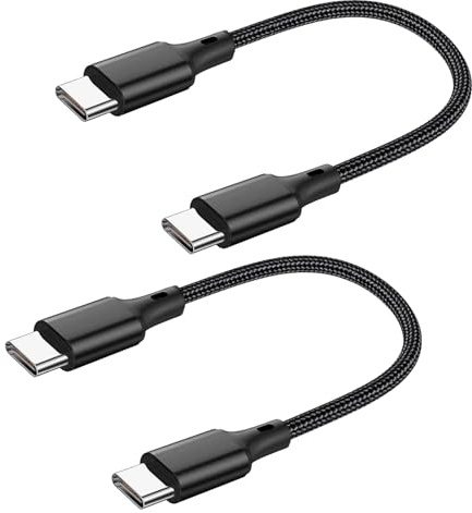 2PCS 30CM Ultra-Short USB C To USB C Cable Braided 60W Fast Charging Cable | C To C Cable Short USB CCable Compatible With iPhone 15/16 Series, Samsung Galaxy S23/S22/S21 [30CM]