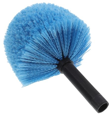 Brosse de Plafond Ronde Bleue en PP et Nylon, Légère et Flexible | Bureau et Extérieur, Tête Lavable, Forme Sphérique, Adaptée au Dépoussiérage des Coins