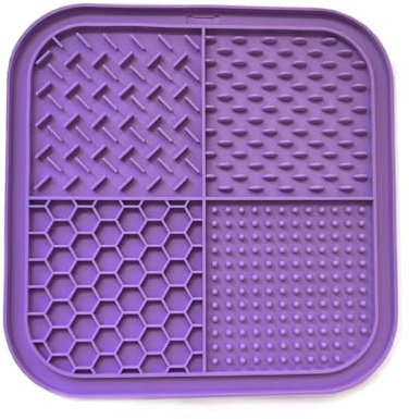 Hunde Leckmatte für Baden und Fellpflege, Slow Feeder Schleckmatte (Purple, 20X20)
