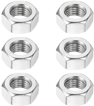 QUARKZMAN M10x1 25mm Sechskantmutter 6Stk 304 Edelstahl Metrisches Feingewinde Sechskant Kontermutter Befestigungselemente 16mm/0 63 Breite 8mm/0 31 Höhe Für Maschinenbau Industriegebrauch